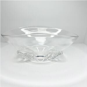 Vintage Crystal Art Glass Steuben Basket Shaped Bowl Serving Fruit